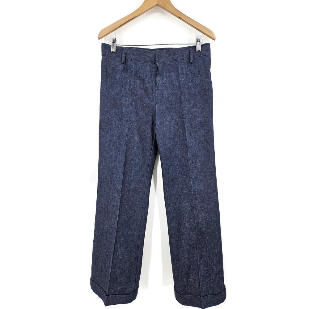 VTG 70s NWOT Happy Legs Wide Leg Blue Jeans Womens 32" Waist High Rise